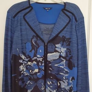 Misook Jacket/ Blazer Sz XL Dark Blue/ Black Trim.